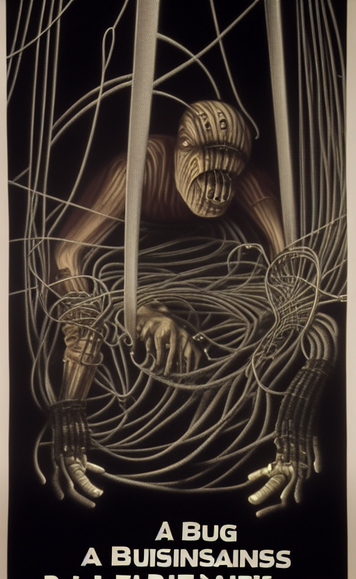 00331-93422656-A businessman entangled in wires and pipes, a movie poster by hr giger.png