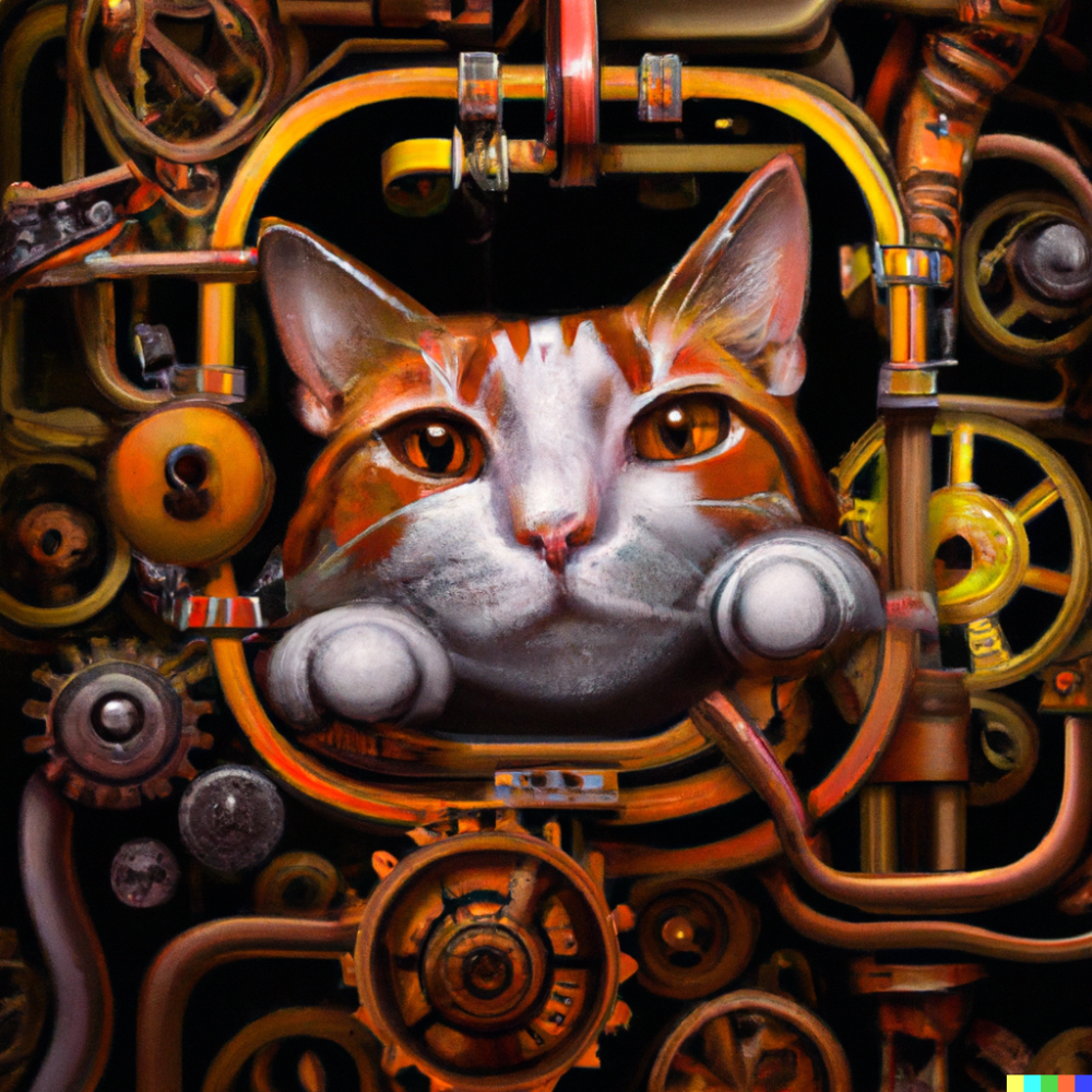 DALL·E 2022-08-17 05.22.14 - an orange and white cat inside a mechanical clockwork, digital art.png