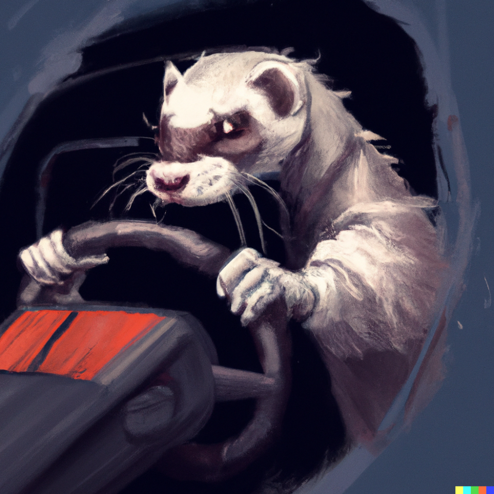 DALL·E 2022-08-18 07.24.29 - a ferret driving a Fiero, digital art.png