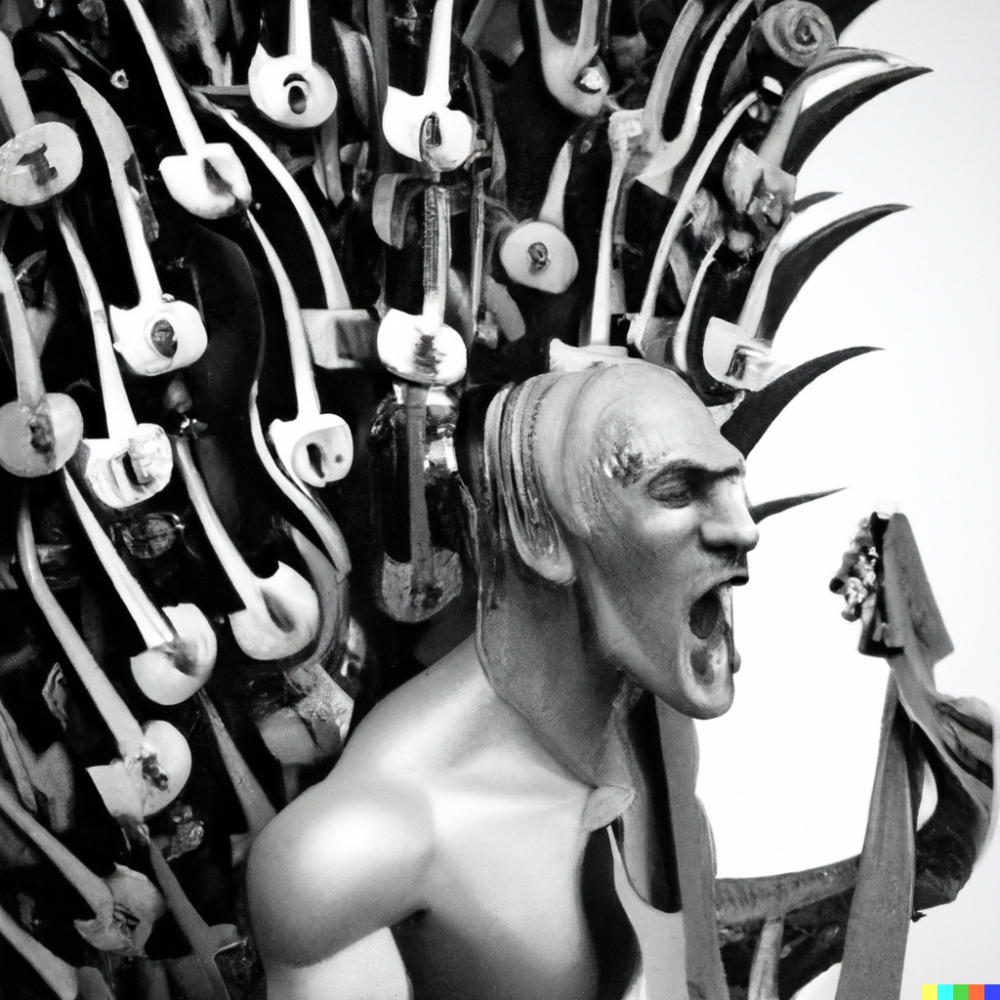 DALL·E 2022-08-26 09.45.24 - a statue of a man shouting built from ibanez electric guitars, di...png
