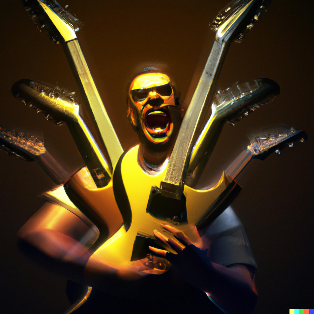 DALL·E 2022-08-26 09.45.34 - a man shouting built from ibanez electric guitars, digital art.png