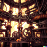 DALL·E 2022-08-17 05.31.00 - an orange and white cat inside a mechanical clockwork cathedral, ...png