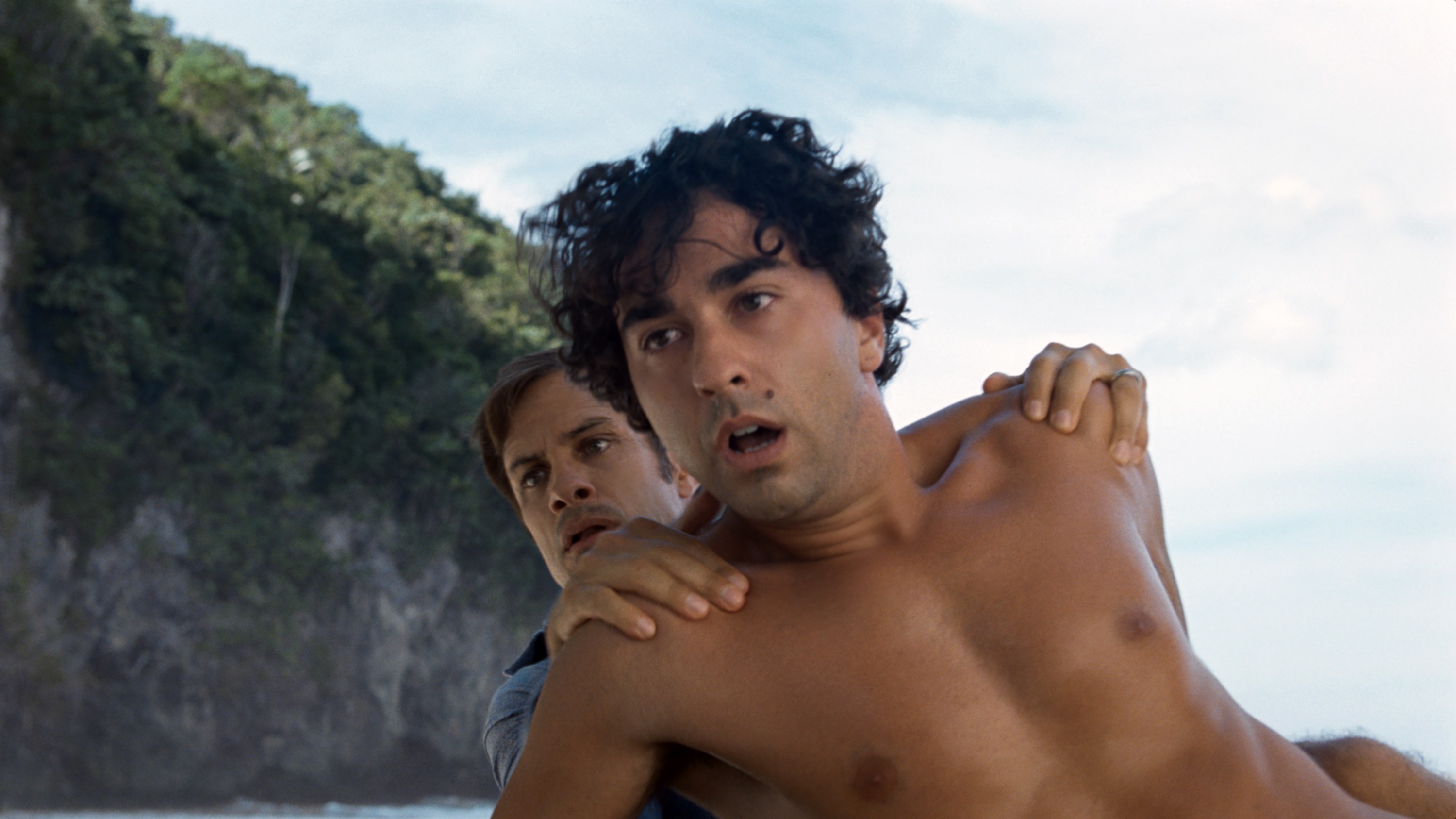 OLD, from left: Gael Garcia Bernal, Alex Wolff, 2021. © Universal Pictures / Courtesy Everett Collection