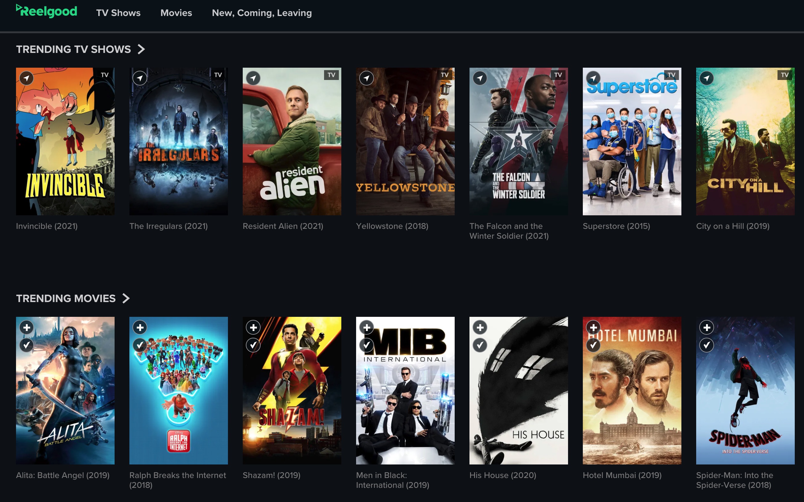 Reelgood shows trending shows and movies on Prime, Netflix, Peacock, fuboTV, and more.