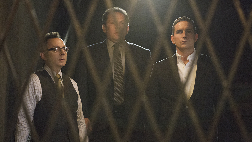 Return 0 -- The team must embark on one last suicide mission to prevent Samaritan from destroying The Machine and cementing its hold over mankind, on the series finale of PERSON OF INTEREST, Tuesday, June 21 (10:00 -- 11:00 PM ET/PT) on the CBS Television Network. Pictured L-R: Michael Emerson as Harold Finch, Kevin Chapman as Lionel Fusco, and Jim Caviezel as John Reese Photo: Giovanni Rufino/Warner Bros. Entertainment Inc. ÃÂ©2016 WBEI. All rights reserved.