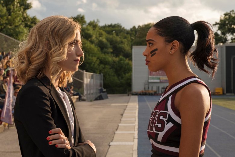 DARE ME -- Shock & Awe Episode 110 -- Pictured: (l-r) Willa Fitzgerald as Collette French, Herizen Guardiola as Addy Hanlon -- (Photo by: Rafy/USA Network)