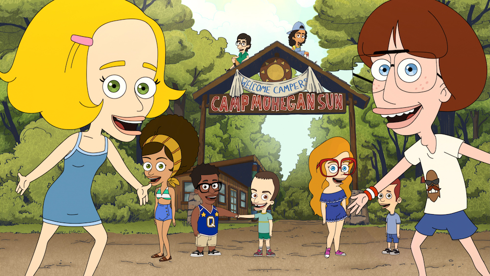 BIG MOUTH (L to R) Alia Shawkat as Roland, Maya Rudolph as Avery, Jak Knight as Del, John Oliver as Harry, Paul Scheer as Schwartz, Mitra Jouhari as Bahar, Maria Bamford as October, and Emily Altman as Milk in episode 1 of BIG MOUTH. Cr. NETFLIX © 2020