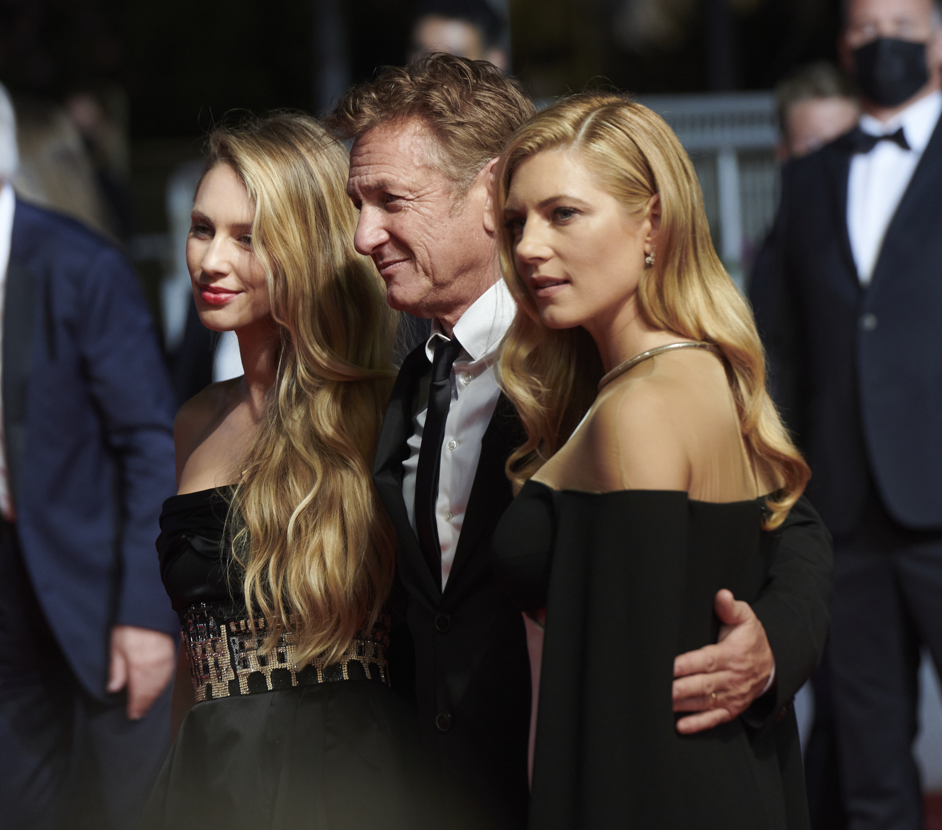 Katheryn Winnick, Sean Penn and Dylan Penn attend the Flag Day screening during the 74th annual Cannes Film Festival on July 10, 2021 in Cannes, France.