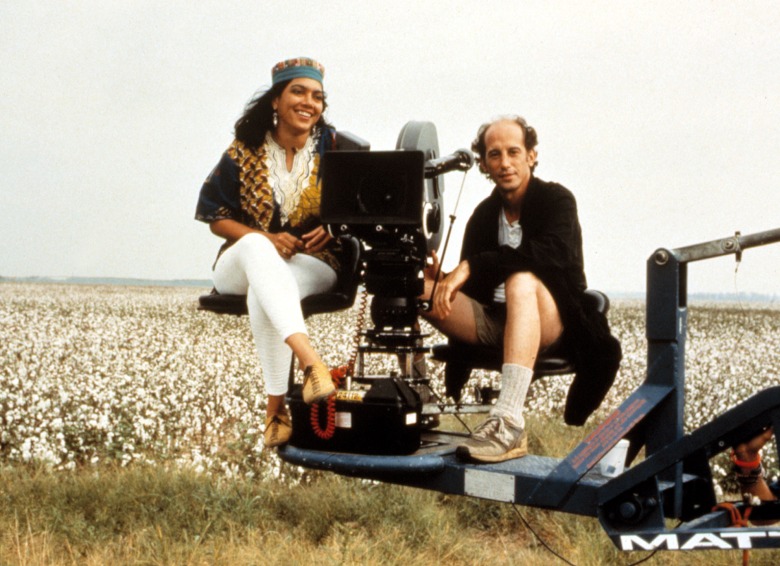 MIRA NAIR, directing 'Mississippi Masala', with cinematographer Edward Lachman, c. 1991