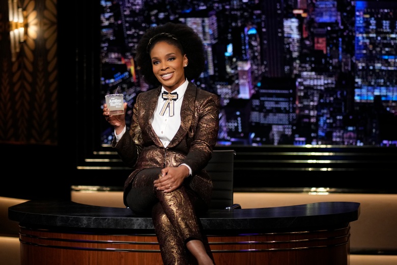THE AMBER RUFFIN SHOW -- November 19, 2021 Episode 206 -- Pictured: Amber Ruffin -- (Photo by: Charles Sykes/Peacock)