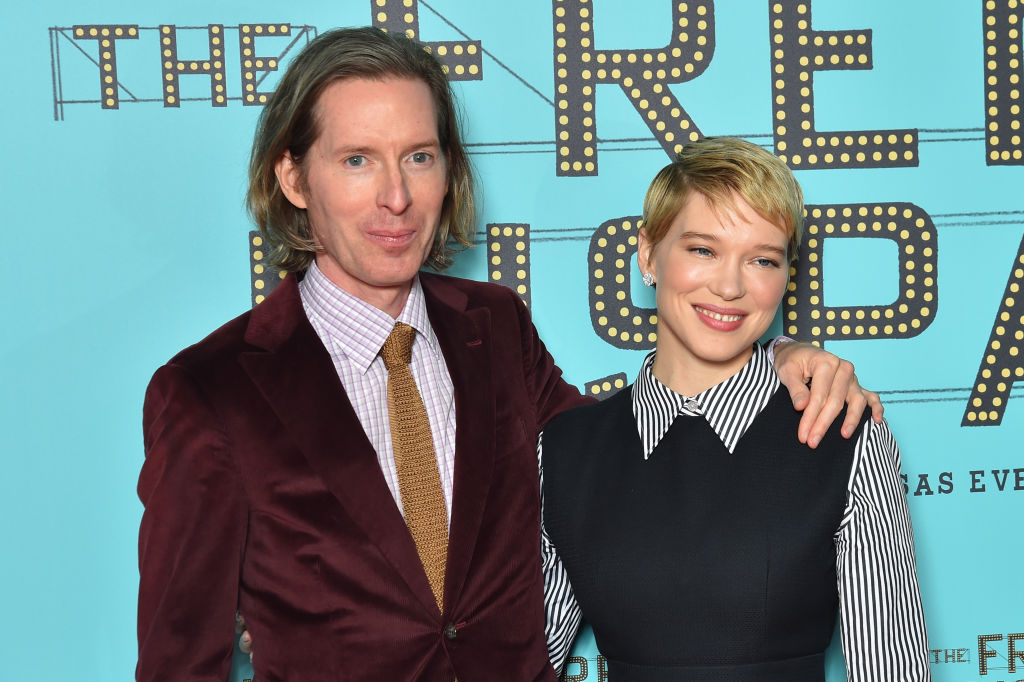 PARIS, FRANCE - OCTOBER 24: Wes Anderson and Lea Seydoux attend the The French Dispatch - Paris Gala Screening at Cinema UGC Normandie on October 24, 2021 in Paris, France. (Photo by Stephane Cardinale - Corbis/Corbis via Getty Images)