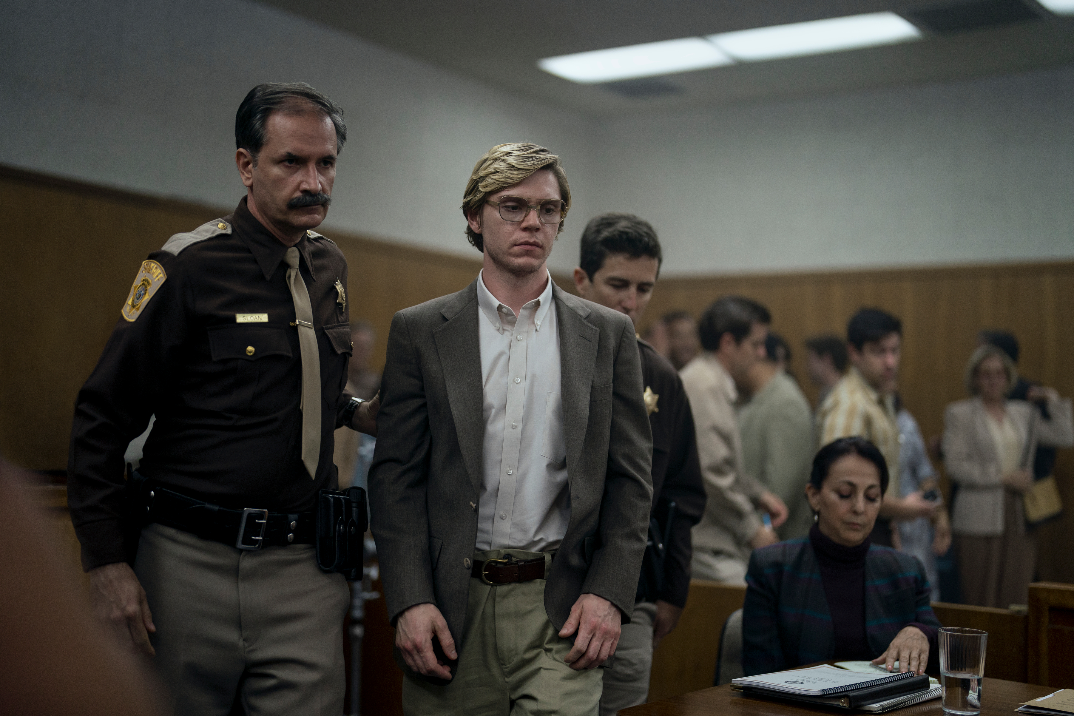 Evan Peters as Jeffrey Dahmer in Dahmer. Monster: The Jeffrey Dahmer Story.