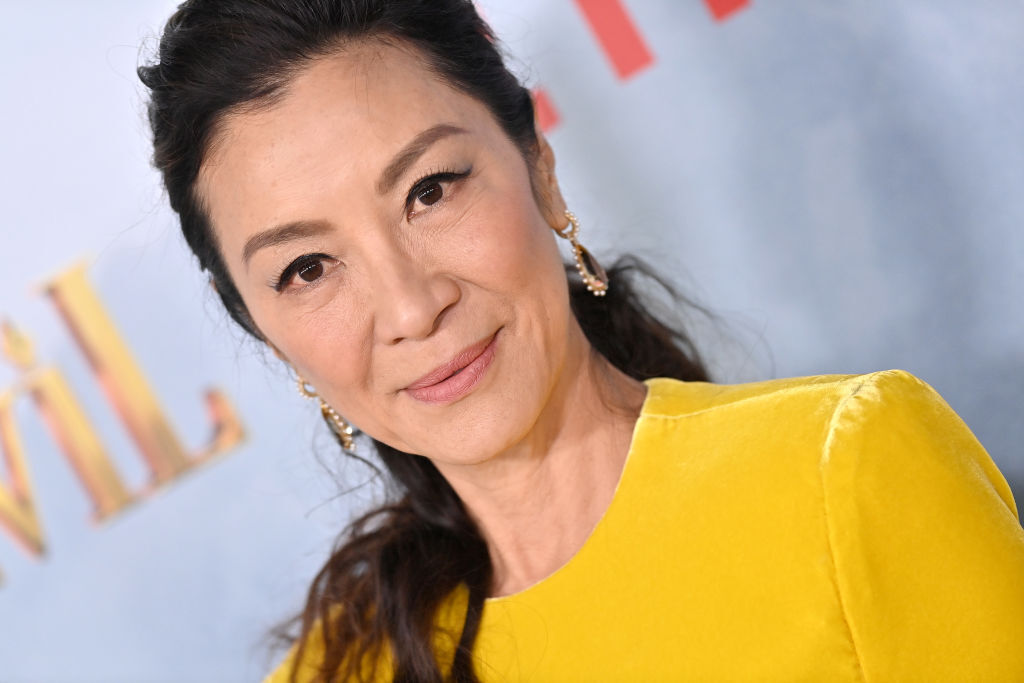 LOS ANGELES, CALIFORNIA - OCTOBER 18: Michelle Yeoh attends the Premiere of Netflix's The School For Good And Evil at Regency Village Theatre on October 18, 2022 in Los Angeles, California. (Photo by Axelle/Bauer-Griffin/FilmMagic )