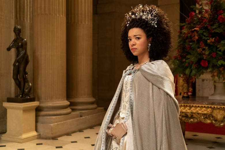 Queen Charlotte. India Ria Amarteifio as Young Queen Charlotte in episode 101 of Queen Charlotte. Cr. Liam Daniel/Netflix © 2022
