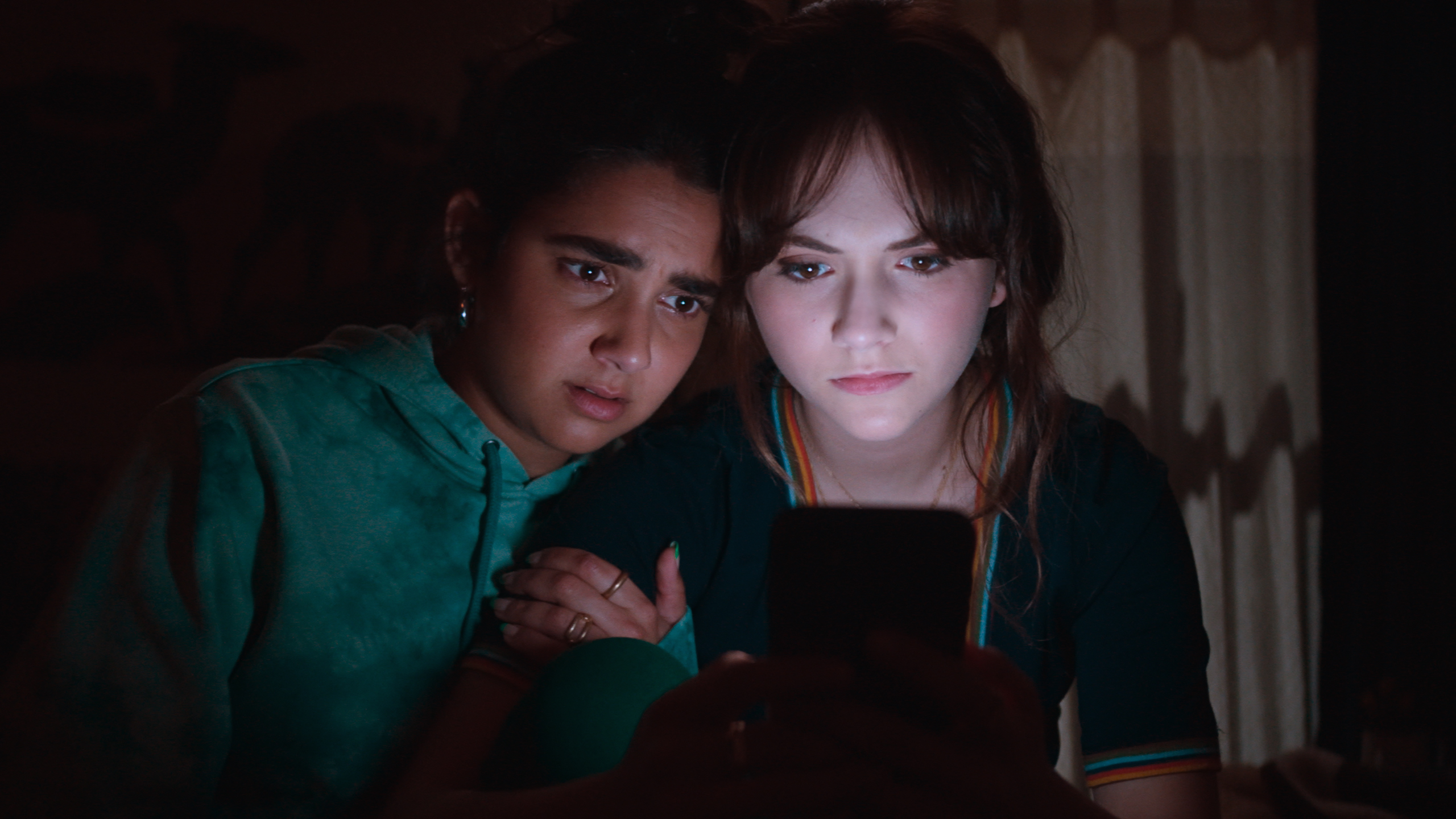 Geraldine Viswanathan and Emilia Jones appear in Cat Person by Susanna Fogel, an official selection of the Premieres program at the 2023 Sundance Film Festival. Courtesy of Sundance Institute