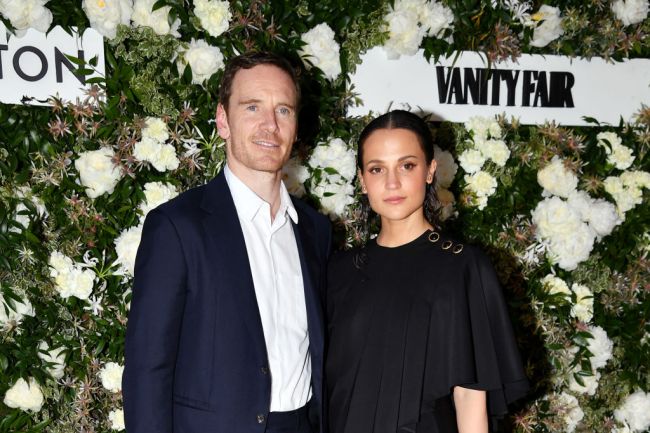 CANNES, FRANCE - MAY 20: Michael Fassbender and Alicia Vikander attend the Vanity Fair x Louis Vuitton dinner during the 75th annual Cannes Film Festival at Fred L’Ecailler on May 20, 2022 in Cannes, France. (Photo by Dominique Charriau/WireImage)