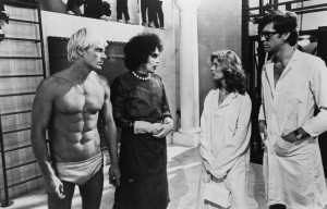 THE ROCKY HORROR PICTURE SHOW Peter Hinwood, Tim Curry, Susan Sarandon, Barry Bostwick, 1975.